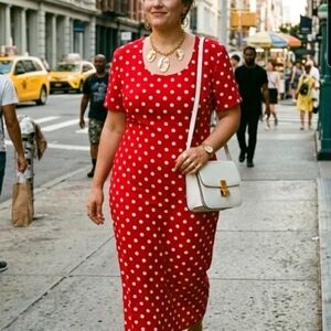 My Michelle Red and White Polka Dot Midi Dress